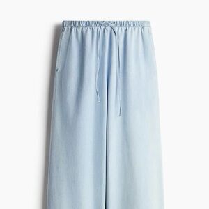 H&M feather soft denim wide leg pant with drawstring